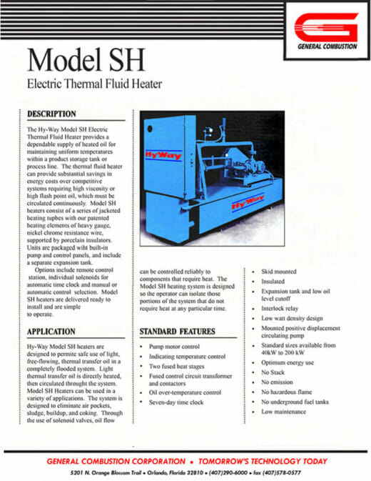 Gencor Thermal Fluid Heater SH Electric